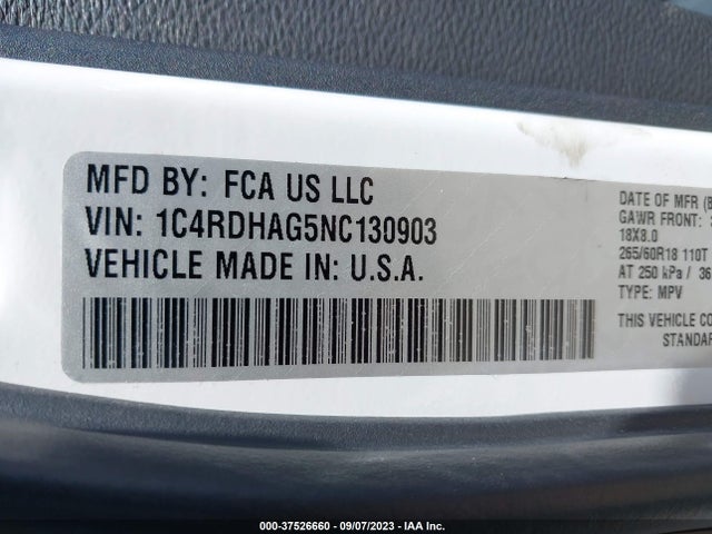 Dodge Durango Sxt 2022 1C4RDHAG5NC130903 Image 9
