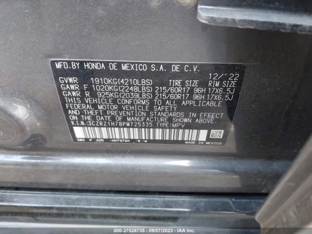 3CZRZ1H78PM725335 Honda Hr-v Ex-l