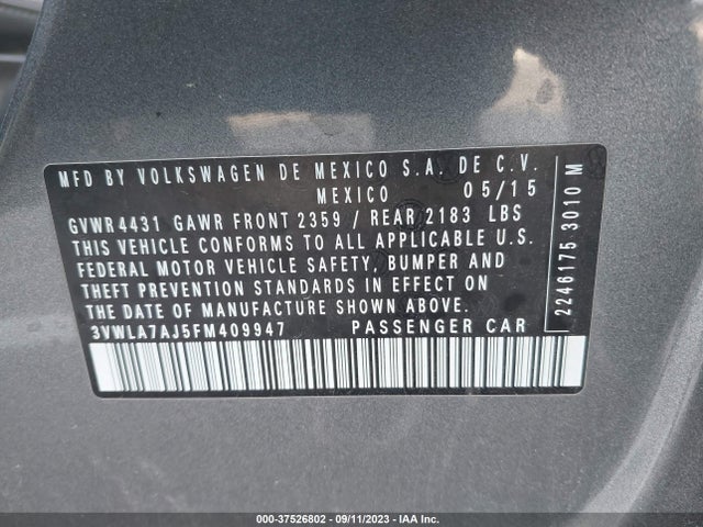 3VWLA7AJ5FM409947 Volkswagen Jetta Sedan 2.0l Tdi Sel