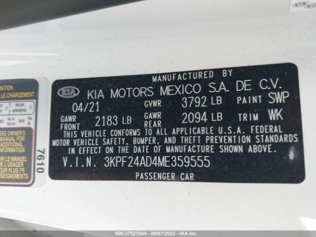 3KPF24AD4ME359555 KIA Forte Lxs