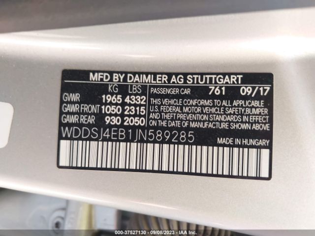 WDDSJ4EB1JN589285 Mercedes-Benz CLA