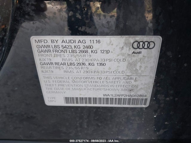 Audi Q5 2.0t Premium 2017 WA1L2AFP2HA082864 Image 9