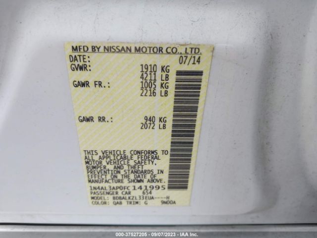 1N4AL3AP0FC141995 Nissan Altima 2.5 Sv