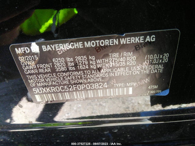 BMW X5 Xdrive35i 2015 5UXKR0C52F0P03824 Image 9