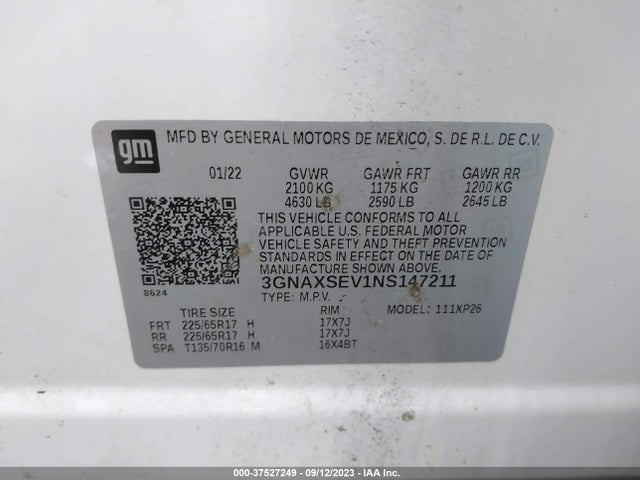 Chevrolet Equinox Awd Ls 2022 3GNAXSEV1NS147211 Image 9