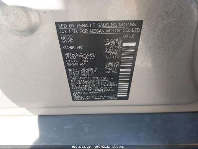 Nissan Rogue Sv/sl/s 2016 KNMAT2MV7GP686777 Image 10