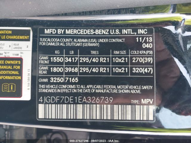 4JGDF7DE1EA326739 Mercedes-Benz Gl-class Gl 550