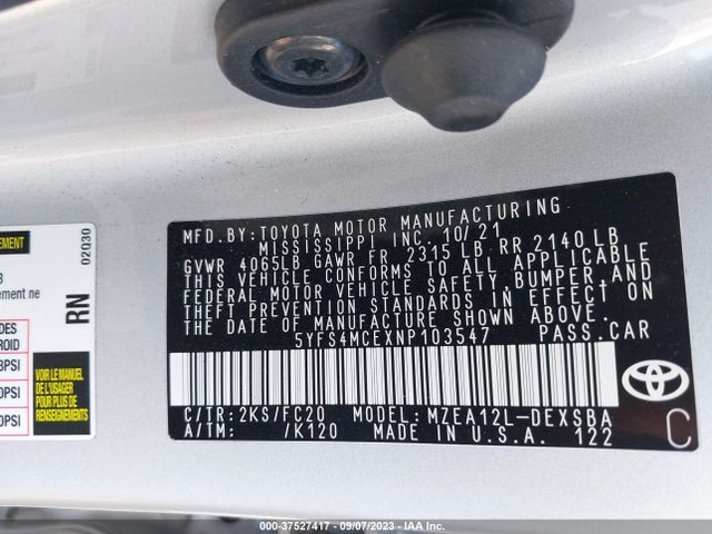 Toyota COROLLA SE 2022 5YFS4MCEXNP103547 Image 16