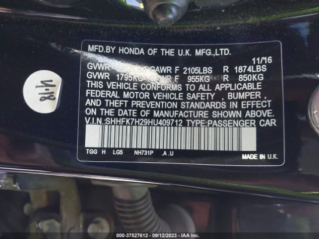 SHHFK7H29HU409712 Honda Civic Hatchback Lx