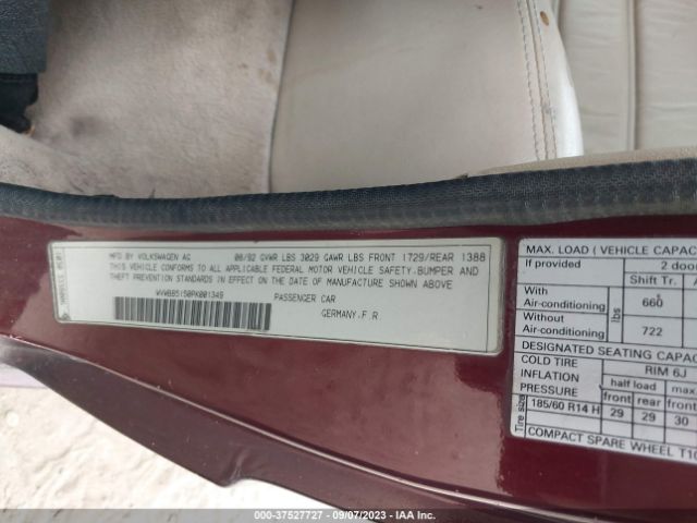 1993 VOLKSWAGEN CABRIOLET WVWBB5150PK001349 Photo 8