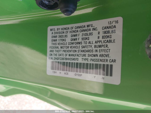 Honda Civic Coupe Ex-l 2017 2HGFC3B78HH354970 Image 9