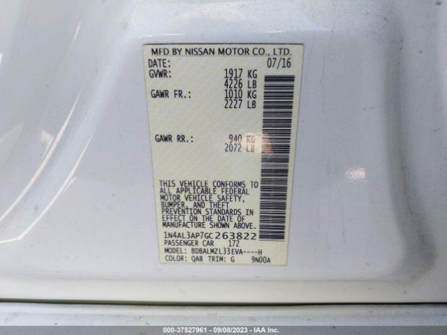 1N4AL3AP7GC263822 Nissan Altima 2.5 Sv