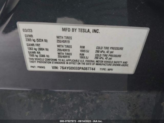 7SAYGDEE0PA087744 Tesla Model Y Long Range