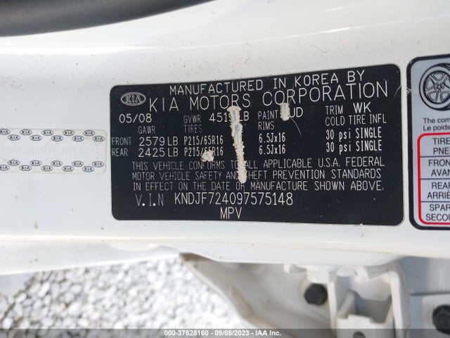 2009 KIA SPORTAGE LX VIN: KNDJF724097575148