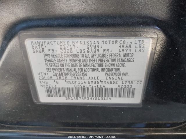 3N1AB7AP3HY263154 Nissan SENTRA SR