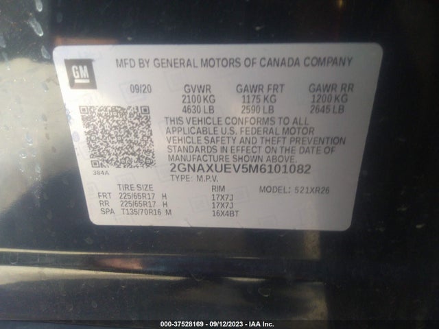 Chevrolet EQUINOX LT 2021 2GNAXUEV5M6101082 Image 9