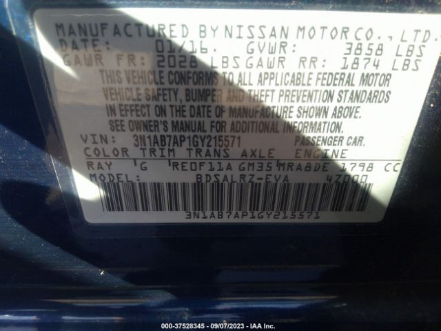 3N1AB7AP1GY215571 Nissan SENTRA SR