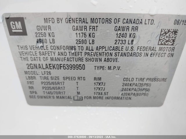 Chevrolet EQUINOX LS 2015 2GNALAEK0F6399950 Image 9