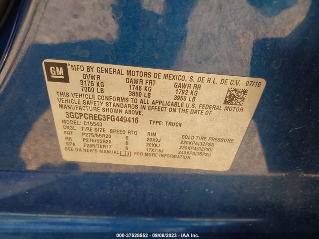 Chevrolet Silverado 1500 Lt 2015 3GCPCREC3FG449416 Image 9