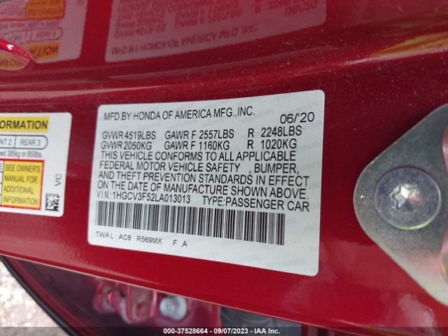 1HGCV3F52LA013013 Honda Accord Hybrid Ex-l