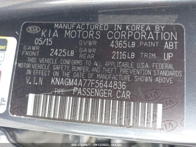 KNAGM4A77F5644836 KIA Optima Lx