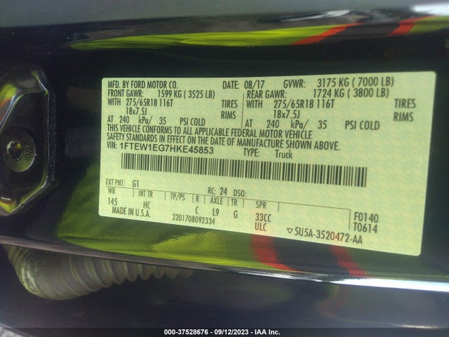 Ford F-150 Lariat 2017 1FTEW1EG7HKE45853 Image 9