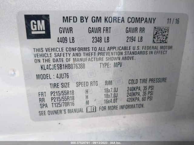KL4CJESB1HB076388 Buick Encore Preferred