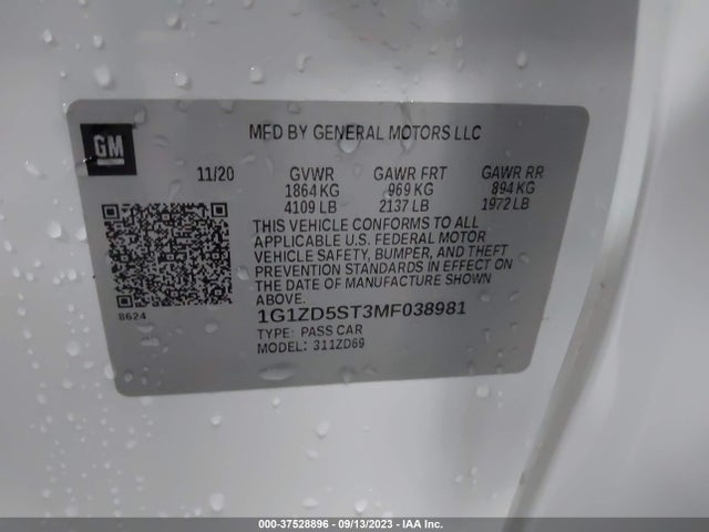 Chevrolet MALIBU LT 2021 1G1ZD5ST3MF038981 Image 9