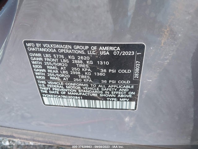 1V2KE2CA7RC202841 Volkswagen Atlas Cross Sport 2.0t Se W/technology