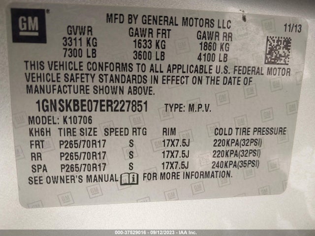 Chevrolet Tahoe Lt 2014 1GNSKBE07ER227851 Image 9