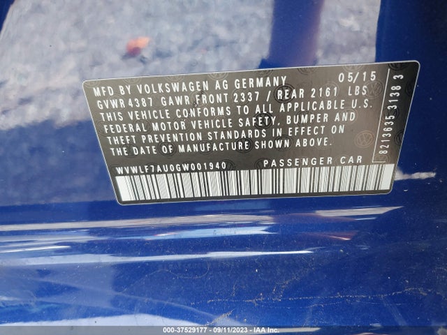 WVWLF7AU0GW001940 Volkswagen Golf R