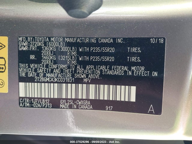 2T2BGMCA3KC031831 Lexus Rx Rx 450h