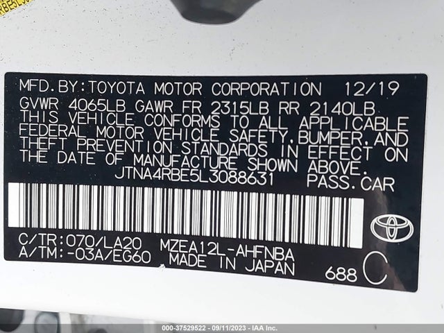 Toyota Corolla Hatchback Xse 2020 JTNA4RBE5L3088631 Image 9