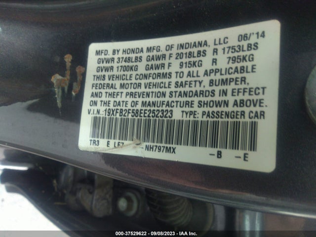 Honda Civic Sedan Lx 2014 19XFB2F58EE252323 Image 9