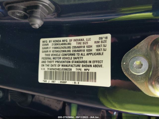 7FARW2H82JE098239 Honda Cr-v Ex-l/ex-l Navi
