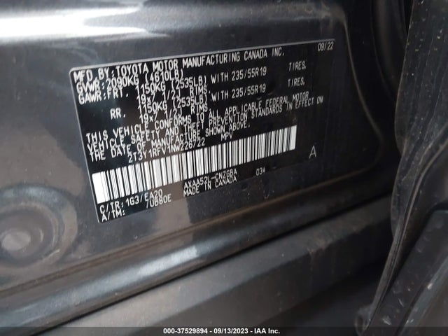 2022 TOYOTA RAV4 LIMITED VIN: 2T3Y1RFV1NW226722