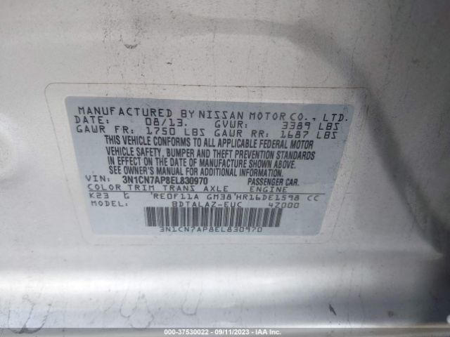3N1CN7AP8EL830970 Nissan Versa S Plus