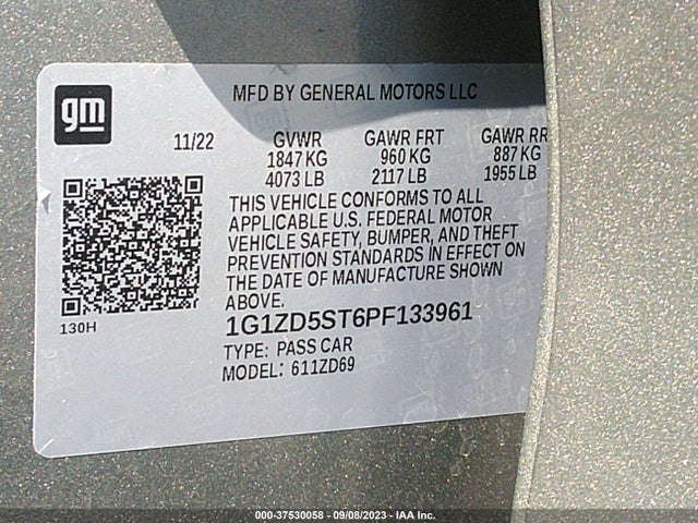 Chevrolet MALIBU LT 2023 1G1ZD5ST6PF133961 Image 9