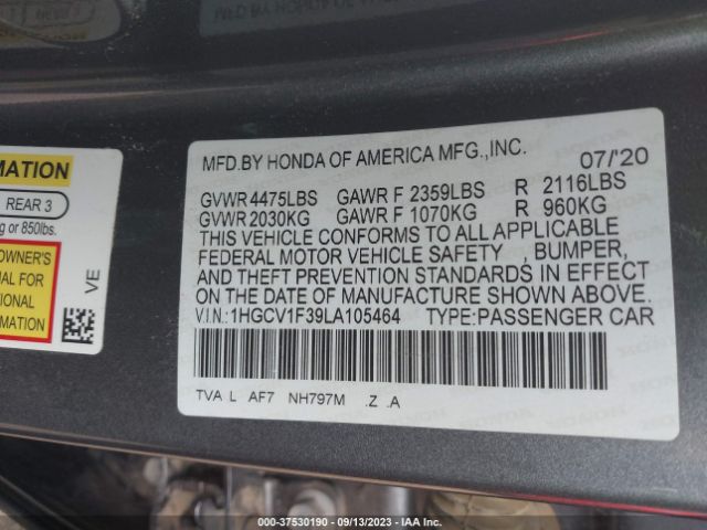 1HGCV1F39LA105464 Honda Accord Sport