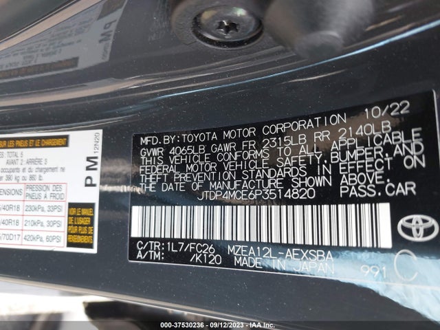 Toyota COROLLA SE 2023 JTDP4MCE6P3514820 Image 9