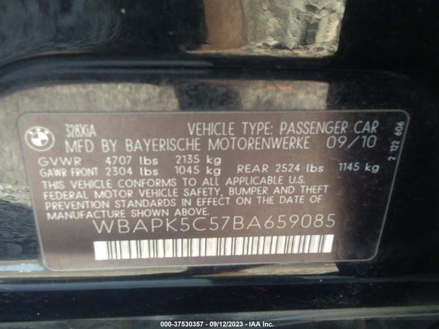 2011 BMW 3 SERIES 328I XDRIVE VIN: WBAPK5C57BA659085