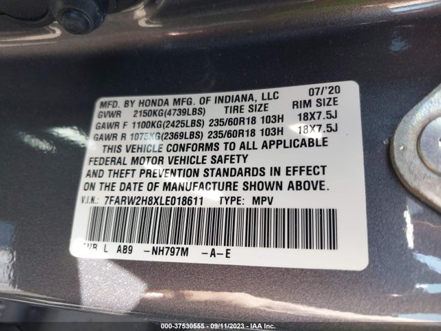 Honda Cr-v Ex-l 2020 7FARW2H8XLE018611 Image 9
