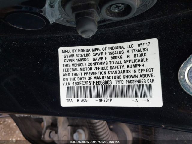 19XFC2F51HE053003 Honda Civic Sedan Lx
