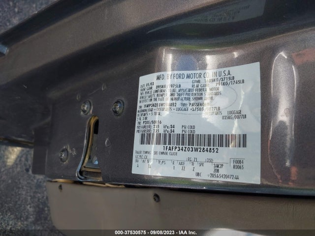 2003 FORD FOCUS SE VIN: 1FAFP34Z03W284852