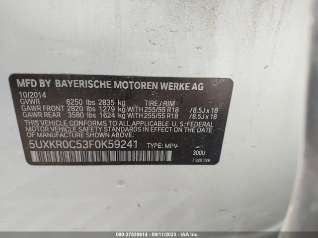 5UXKR0C53F0K59241 BMW X5 Xdrive35i