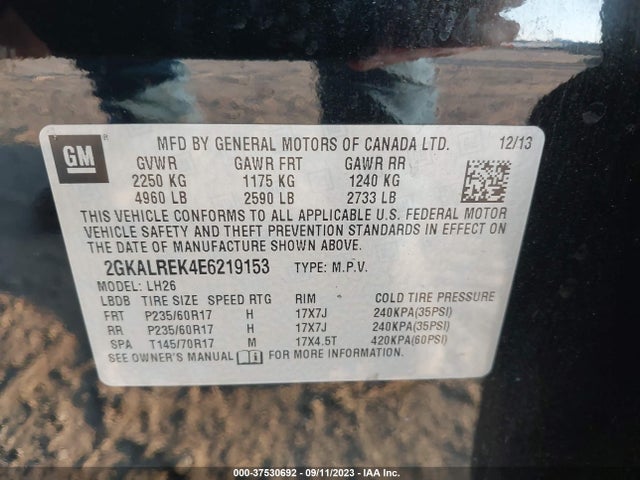 GMC Terrain Sle 2014 2GKALREK4E6219153 Image 9
