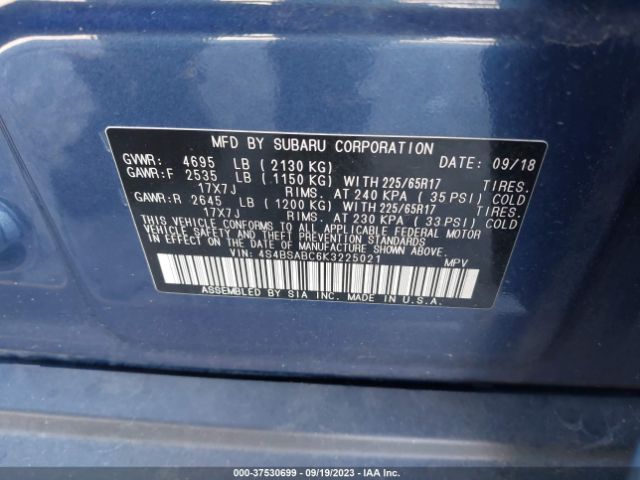 4S4BSABC6K3225021 Subaru Outback