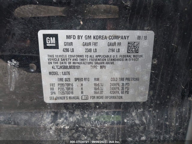 Chevrolet TRAX LS 2020 KL7CJKSB8LB030101 Image 9