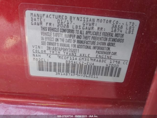 3N1AB7AP9HY262011 Nissan SENTRA SL