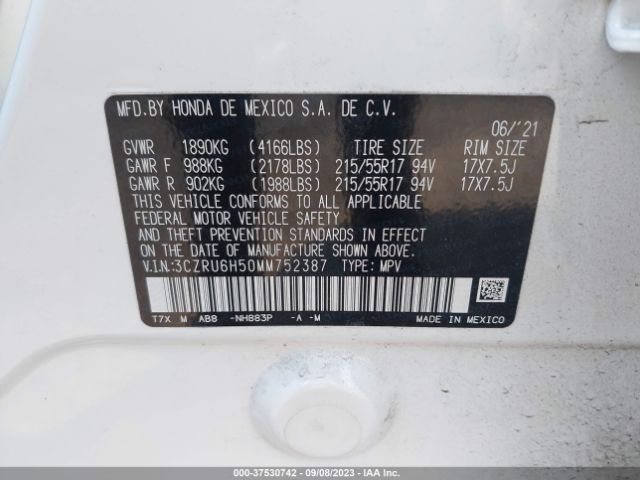 3CZRU6H50MM752387 Honda HR-V EX
